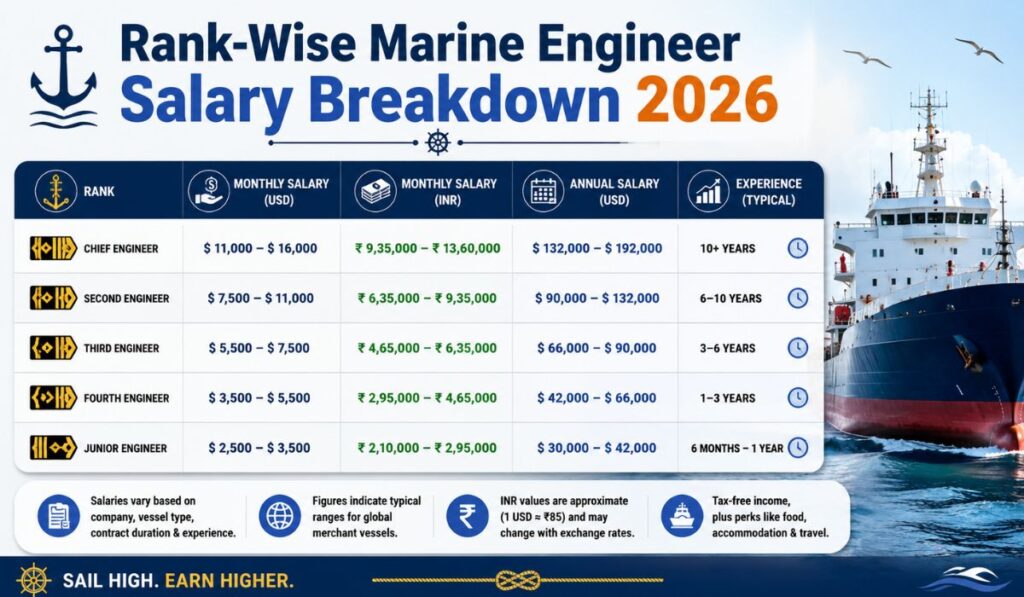 Rank-Wise Marine Engineer Salary Breakdown 2026
